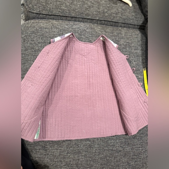 Kids Purple and White Patterned Vest with Wooden Buttons - Picture 3 of 5